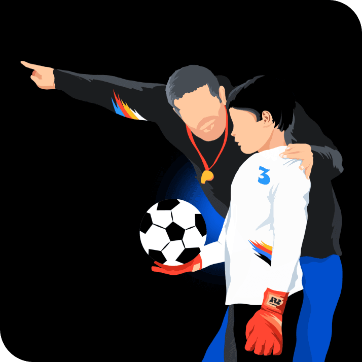 boys playing football animation