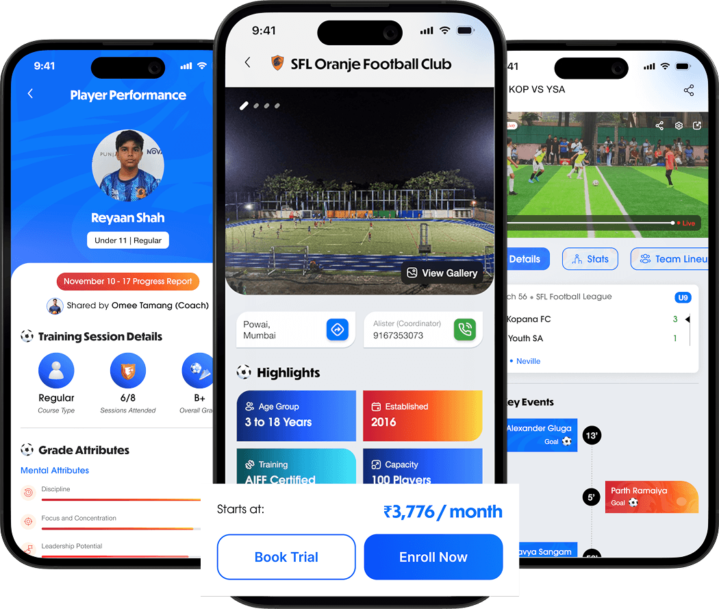 three mobile screens